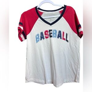 Baseball Graphic Tee - Red, Blue, and White